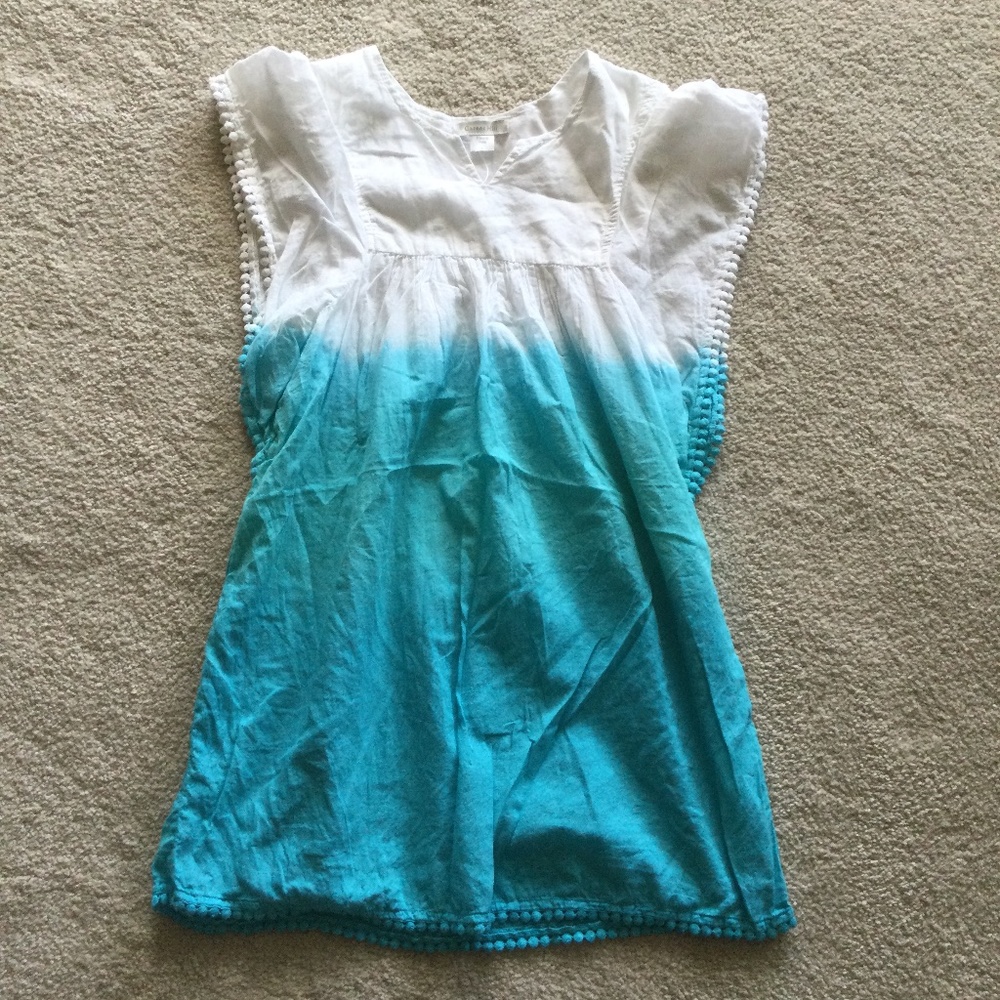 New Garnet Hill girls blue and white swim coverup large